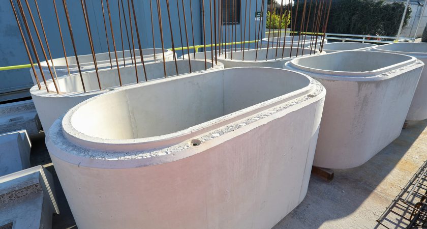 Our bespoke precast team manufactured pier shells for use within the Dukes meadow pedestrian bridge in Chiswick